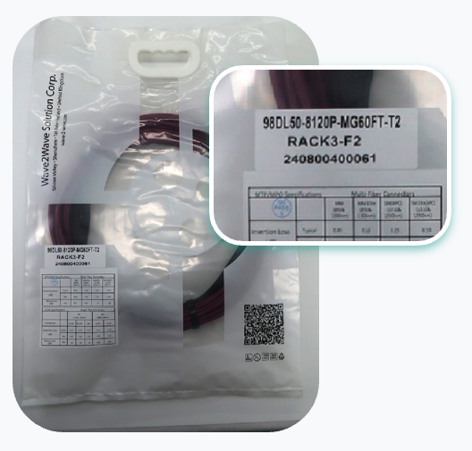 Factory-organized cable packaging with labels